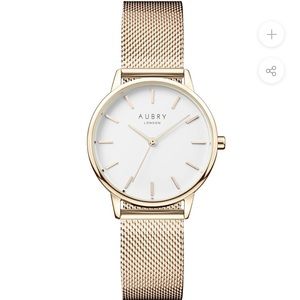 Aubry Gold Watch—Vegan Leather Strap + Gold Band